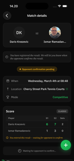 Match details screen